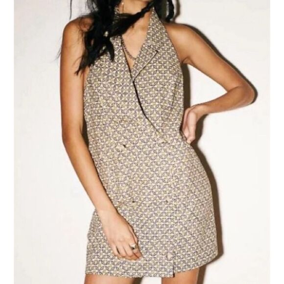 Free People Dresses & Skirts - Free people Louie blazer-inspired collared halter mini dress
